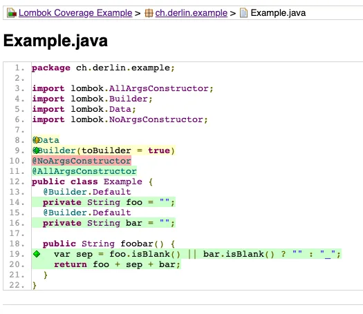 Low Coverage of Example class